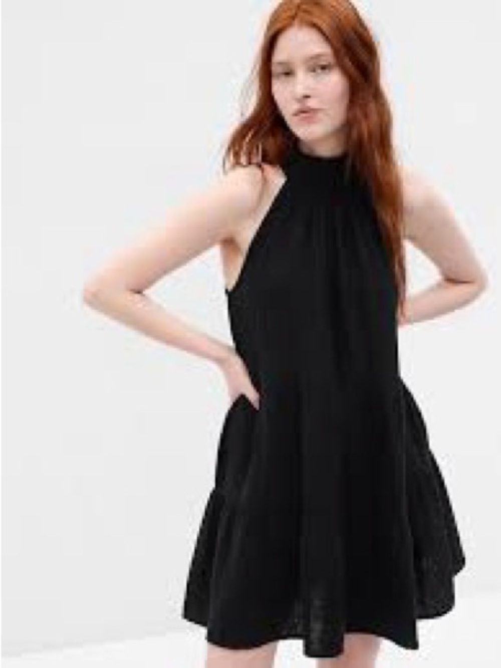 GAP Black Halter Mini Swing Dress